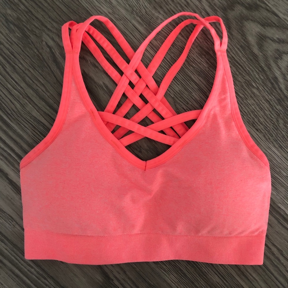 Reebok Strappy Back Marl Peach/Orange Sports Bra